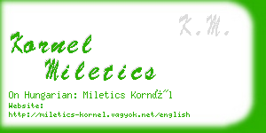 kornel miletics business card